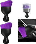 2 PCS Car Detailing Brush, Curved Soft Bristles Auto Removal Dust Collectors, Universal Vehicle Dashboard, Air Conditioner Vents etc Interior Cleaning Tool Accessories (Pure Purple)