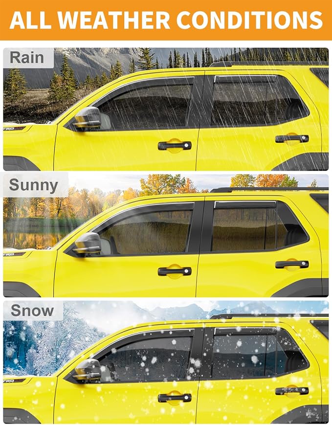 in-Channel Window Rain Guards Fit for Toyota 4Runner 2025 2026 Rain Guards Extra Durable 4 Runner Window Deflectors Visors Vent Visors Shades Car Accessories -4 pcs