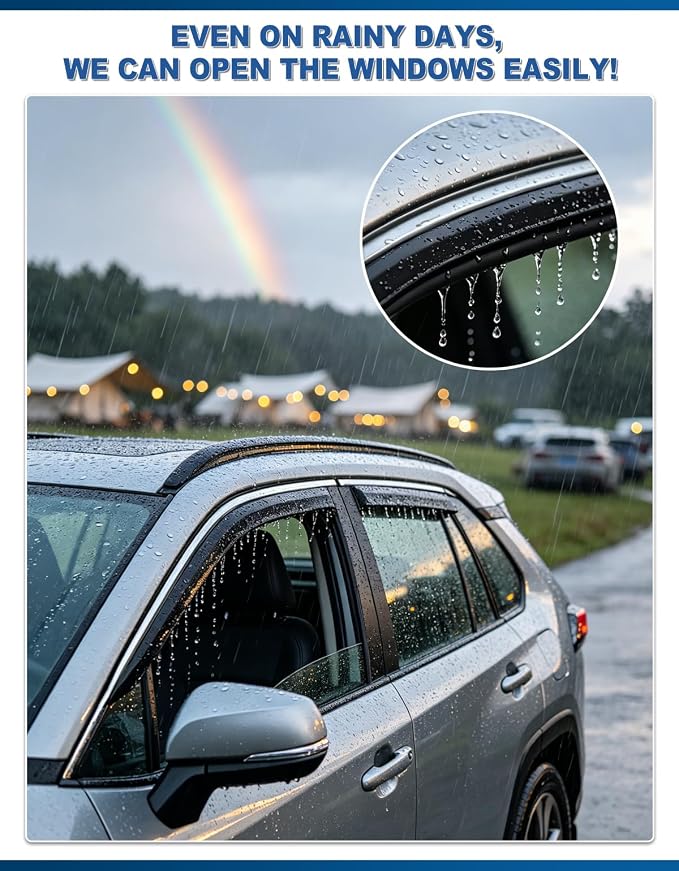 in-Channel Rain Guards Fit for Truck Chevy Colorado/GMC Canyon 2015-2022 Crew Cab Window Rain Guards Visors Vent Visors Window Deflector Vent Shades Car Accessories -4 pcs