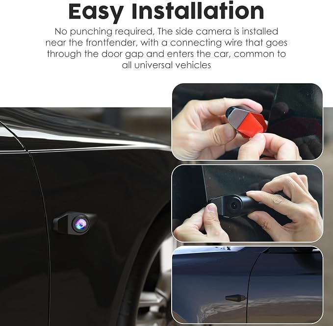 360 View 4 Channel Dash Cam Front and Rear, Left Right Detached Side Camera for Cars,3.39'' Large Touchscreen,GPS and 5G WiFi, Night Vision,Parking Mode,G-Sensor,APP Control, Included 128GB Card ﻿