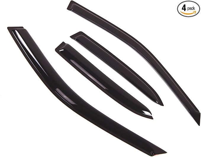 Outside Mount Window Vent Visors Rain Guards Compatible with Mazda Protege 1999-2005 | Side Window Wind Deflectors Rain Shields | Black Tinted, 4 Pcs Set, BGWV-315