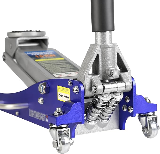 Floor Jack,Heavy Duty Hydraulic Floor Jack, Low Profile Aluminum and Steel Racing Floor Jacks w/2 Piston Quick Lift Pump, Lifting 3.5"-14" 1.5 Ton(3,000 lb) Capacity Blue