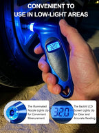 Digital Tire Pressure Gauge 150 PSI, Accurate in 0.1 Increments,1 Pack Tire Pressure Gauge with Backlight LCD, 4 Units (PSI/Bar/Kgf/cm²/KPA) Applicable to Car Truck Bicycle, Blue
