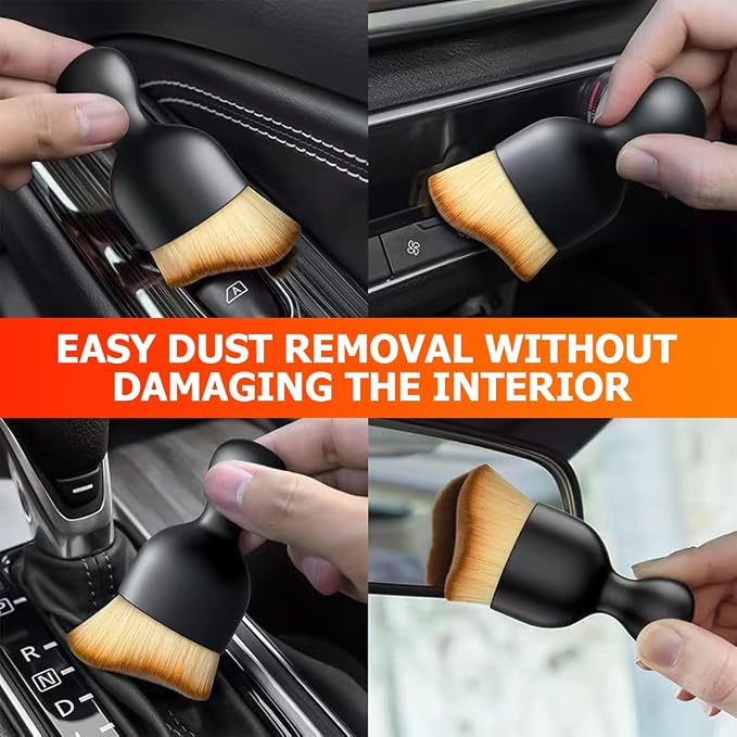2PCS Car Interior Detailing Brush with Dust Cover, Auto Soft Hair Cleaning Brushes, Scratch Free Curved Dirt Collectors, for Vehicle Dashboard Air Conditioner Vents Leather (White/Pink/2PCS)