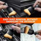 Car Interior Detailing Brush, Auto Soft Hair Cleaning Brushes, Curved Dirt Dust Collectors, Removal Tool for Dashboard Air Conditioner Vents Leather, Scratch Free (White/1PCS)