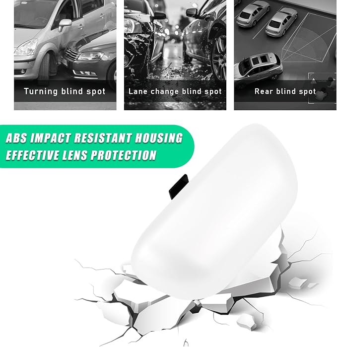 Blind Spot Car Mirror, Adjustable 360 Rotation Auxiliary Convex Wide Angle Mirror, Auto Snap-On Clip for Car, Truck, SUV (White)
