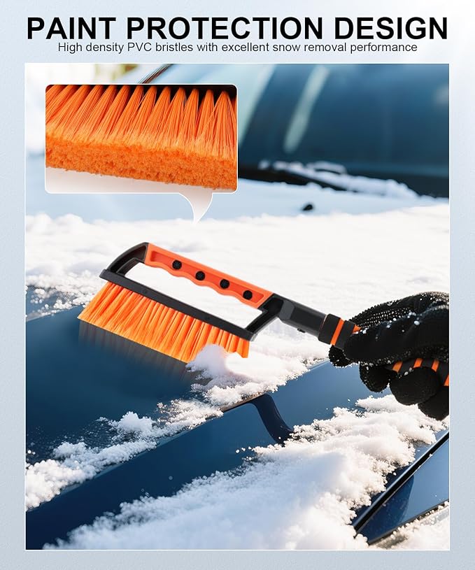 Ice Scraper and Snow Brush for Car Windshield, Snow Scraper for Car, Snow Winter Car Necessities, Multi Functional Car Snow Removal Tools, Car Accessories Gift for Women and Man (Enhanced)