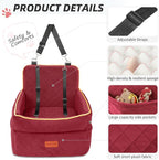 HEGGCOOE Dog Car Seat for Small Medium Dogs, Memory Foam Puppy Dog Booster Seat with Thick Cushion for Dogs Under 35lbs, Detachable Washable Pet Car Seat Travel Bed with Storage Pockets,2 Safety Belts