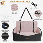 Dog Car Seat for Large Medium Sized Dogs Under 55 lbs, Dog Booster Seat for 2 Small Dogs with Detachable Washable Cover, Memory Foam Pet Car Seat with 2 Safety Belts and Storage Pockets