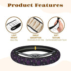 Steering Wheel Cover Accessories Neoprene Cover, Breathable Non-Slip Easy to Install Suitable for Women Men, 14.5-15.5 Inch for Car SUV Van Truck Universal - Purple Rose