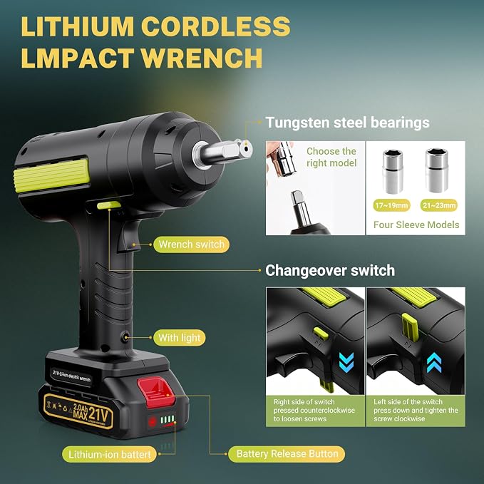 Cordless Electric Hydraulic Car Jack Kit 5 ton with Lithium Battery Includes Cordless Impact Wrench Rechargeable Touchscreen Jack All-in-One Portable Tool kit for Efficient Car Maintenance