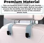 4 Pcs Seat Headrest Hook for Car, Seat Back Hanger Holder Hooks, Hanger Storage Organizer for Purse Bags Coat, Car Interior Accessories Leather Hidden Hook