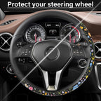 Car Steering Wheel Cover for Women Men, Non-Slip Breathable Steering Wheel, Wildflower Steering Wheel Protector, Car Accessories, Universal 14" 02/2-15" Fit Auto, Suvs