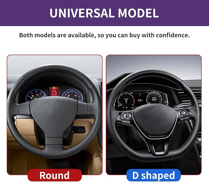 Car Steering Wheel Cover 15 inch, Microfiber PU Leather Elastic Steering Wheel Protector, Anti-Slip Breathable Car Interior Accessories for Most Cars (Purple)