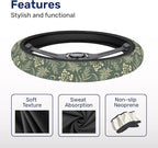 Dark Cottagecore Botanical Steering Wheel Cover, Non-Slip Polyester Wheel Grip, Universal 15 Inch Car Accessory