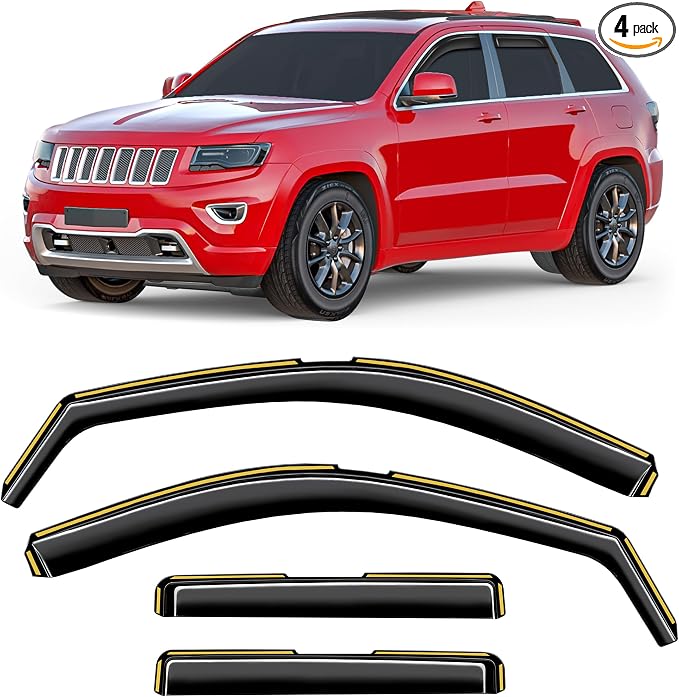 in-Channel Window Rain Guards Fit for Jeep Grand Cherokee 2011-2021(NOT for L) Extra Durable Rain Guard Side Window Deflectors Window Visor Vent Visors Vent Shades Exterior Car Accessories