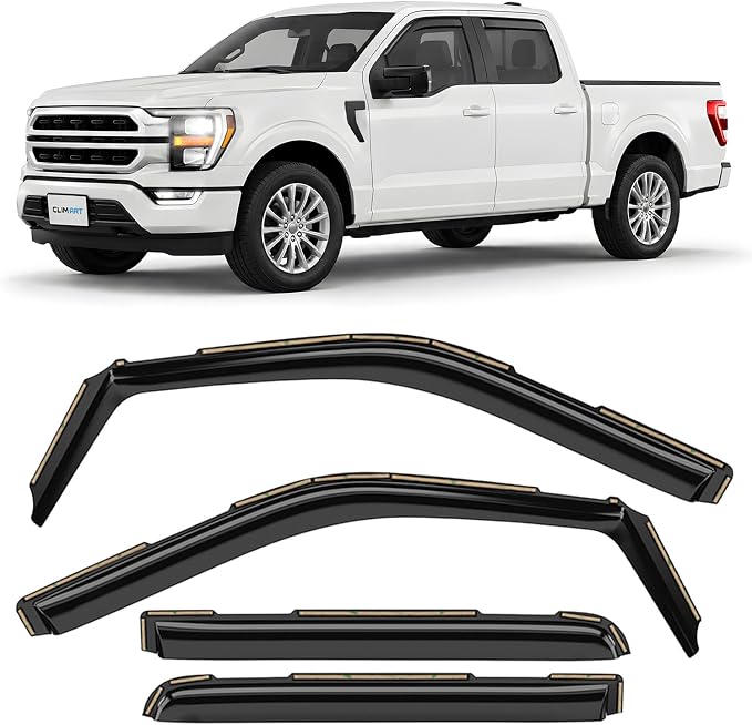 in-Channel Incredibly Durable Rain Guards for Ford F150 2021-2026 SuperCrew, Original Window Deflectors, Vent Window Visors, Vent Deflector, 4 pcs. - 621258