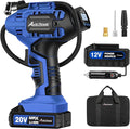 Cordless Tire Inflator Portable Air Compressor, 20V Rechargeable Battery Tire Pump w/ 12V DC Power Adapter, Digital Pressure Gauge, Auto Air Pump for Many Inflatables (Blue)