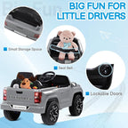 Licensed Chevrolet Colorado Electric Car for Kids, 12V Ride on Toys for Toddlers with Remote Control, Battery Powered Electric Car Ride On Vehicle w/Bluetooth, Soft Start, LED Lights - Gray