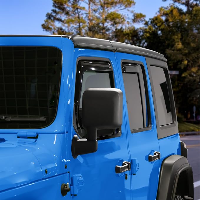Goodyear Shatterproof in-Channel Window Deflectors for Jeep Wrangler JK 2007-2018, Rain Guards, Window Visors for Cars, Vent Deflector, Car Accessories, 4 pcs - GY003492