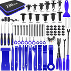 238Pcs Trim Removal Tool, Auto Push Pin Bumper Retainer Clip Set Fastener Terminal Remover Tool Adhesive Cable Clips Pry Kit Car Panel Radio Removal Auto Clip Pliers