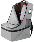 Padded Gate Check Car Seat Travel Bag | Foldable Carseat Cover for Airplane Travel, Car Seat Carrier for Airport, Baby Carseat Backpack for Air Travel(Grey)