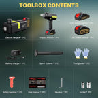 Cordless Electric Hydraulic Car Jack Kit 5 ton with Lithium Battery Includes Cordless Impact Wrench Rechargeable Touchscreen Jack All-in-One Portable Tool kit for Efficient Car Maintenance