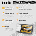 Premium Tire Marker Pens, White Waterproof Paint Markers For Car Tire Lettering, Made In Japan (3 Pack-White)