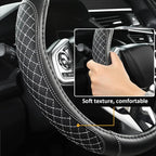 Customized Auto Car Steering Wheel Cover for Honda(Black+Gray-Standard Size)