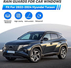 4pcs Smoke Tint Sun Rain Guard Vent Window Visors Compatible with 2022-2024 Hyundai Tucson, Outside Mount Tape On Style Acrylic Set of 4 Front+Rear
