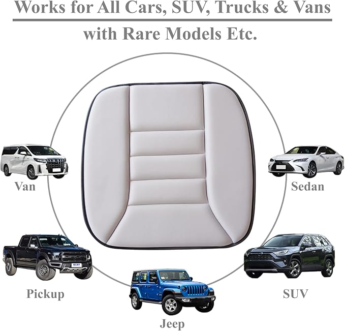 Car Seat Cushion with 1.2inch Comfort Memory Foam, Seat Cushion for Car and Office Chair (Gray)