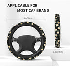 Daisy Flower Steering Wheel Cover 15 Inch + 2Pc Cute car Coasters Set | Anti-Slip Breathable Universal Car Wheel Cover Soft Comfort Grip Accessories for Women Men