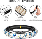 Butterfly Blue Steering Wheel Cover Beauty Butterflies Steering Wheel Cover Butterflies Car Accessories Butterfly Decoration Anti-Slip Universal Breathable 14-15 in 2 Car Cup Coasters for Women