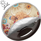 Highland Cow Steering Wheel Sun Shade Cover for Women Mandala Floral Steering Wheel Sun Block Anti-Heat Aluminum Foil Steering Wheel Cover