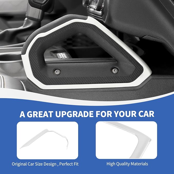 Center Console Dash Grab Handle Cover Trim Compatible with 2021-2024 Ford Bronco Interior Accessories, White (Not for Bronco Sport)