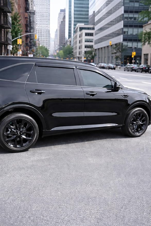 2021-2026 Tape-On Rain Guards for Kia Sorento Side Window Visor Deflectors Lx S Ex Sx Prestige Durable Tinted Vent Shades 2022 2023 2024 2025