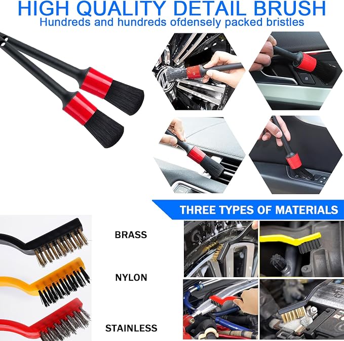 Car Wash Kit with Foam Gun, Bucket and Cleaning Tool, Car Washing Kit | Includes Wash Mitt Tire Brush Sponge Towels Brush Car Cleaning Kit for Interior and Exterior Cleaning, Home or Travel Use