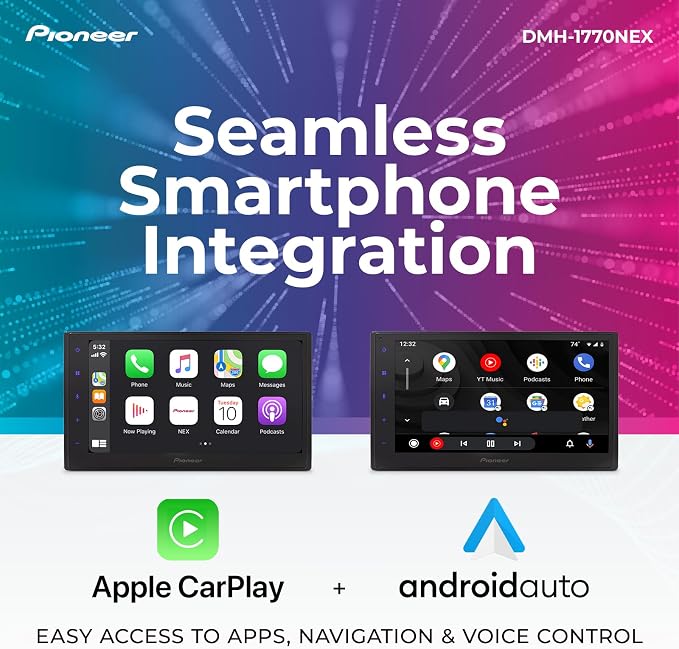 DMH-1770NEX Double-DIN Digital Multimedia Receiver, Wired Apple CarPlay and Android Auto, 6.8” Capacitive Touchscreen