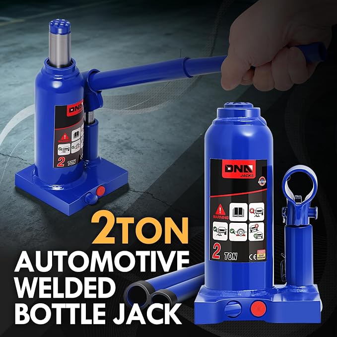 2 tons / 4000 lbs Lifting Automotive Welded Hydraulic Bottle Jackfor Sedans Repair, with Manual Handle & Carrying Storage Case, Blue