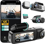 G980H 4K 3-Channel Dash Cam Front Rear Inside, 360° Full Coverage, 3.18" Touch Screen, Free 128GB Card, 24/7 Parking Mode with Sentry & Time-Lapse, Voice Control, 5GHz WiFi, GPS, Night Vision