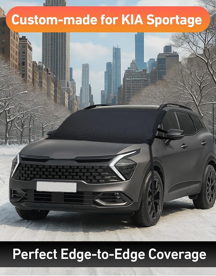 Car Snow Cover Compatible for Kia Sportage | Windshield Cover for Ice and Snow with S-Hook Straps | Heavy-Duty 600D Oxford Winter Car Cover, Waterproof & Anti-Slip