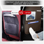 SUTSU Kick Mat Back Seat Protector， Waterproof Leather Car Seat Back Organizers Cover with 3 Storage Pockets for Kids Pets SUV Sedan Minivan Truck Car Travel Accessories (Coffee 2-pack)