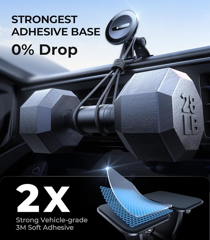 2025 Upgrade for MagSafe Car Mount [Strongest Dashboard Adhesive & 25N Magnetic] Cell Phone Holders for Your Car, 360° Adjustable Phone Holder Mount for All Smartphones & Vehicles