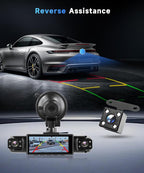 4 Channel 360° Dash Cam Front and Rear Inside Left Right, 3.16 Inch FHD 1080P IPS Dashcam Supports Night Vision, Loop Recording, 24/7 Recording Parking Mode Monitor, Reverse View