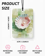 Pink and Green Coastal Beach Car Air Freshener 4 Pcs Coconut Scented, Summer Preppy Beach Car Accessories Mirror Decor for Women, Beachy Hanging Air Freshener for Cars Closet Drawer Books
