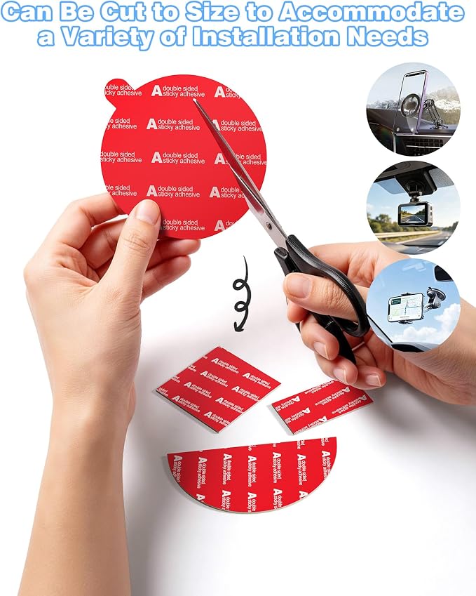 Sticky Adhesive for Car Phone Mount, 4Pcs 3.15" Double-Sided Pads | Round,heat Resistant high-bond sticker tape replacement. For dashboard suction cup, dash cam, GPS, windshield. 80mm.