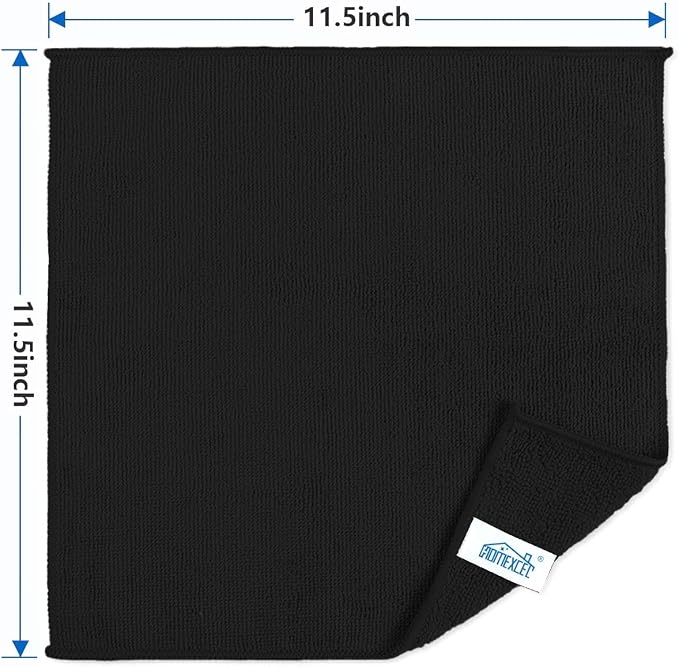 Black Microfiber Cleaning Cloth 600 Pack, Microfiber Towel for Cars, Lint Free, Scratch-Free, Highly Absorbent, and Cleaning Rags for House, Window and Glass, Cars, TV Screen 11.5 X11.5 inch