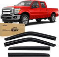 Tape-On Window Visors for Ford F250/F350/F450/F550 Super Duty 1999–2016 Crew Cab Only, Rain Guards, Vent Shades, Wind Deflectors, Reduce Wind Noise, Smoke Tint, 4PCS