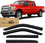 Tape-On Window Visors for Ford F250/F350/F450/F550 Super Duty 1999–2016 Crew Cab Only, Rain Guards, Vent Shades, Wind Deflectors, Reduce Wind Noise, Smoke Tint, 4PCS