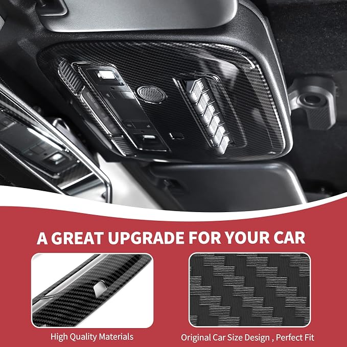 for Bronco Front Reading Light Panel Trim Cover Compatible with 2021-2025 Ford Bronco Carbon Fiber Interior Accessories 2-Door 4-Door (with AUX Switches)